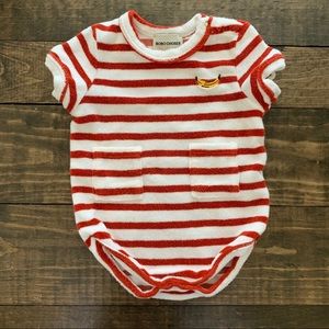 Banana striped romper with pockets